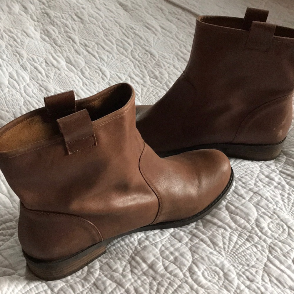 Brown leather boots